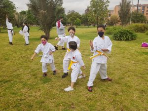 niños en clase de karate